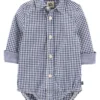Baby Boy Gingham Print Button-Front Bodysuit