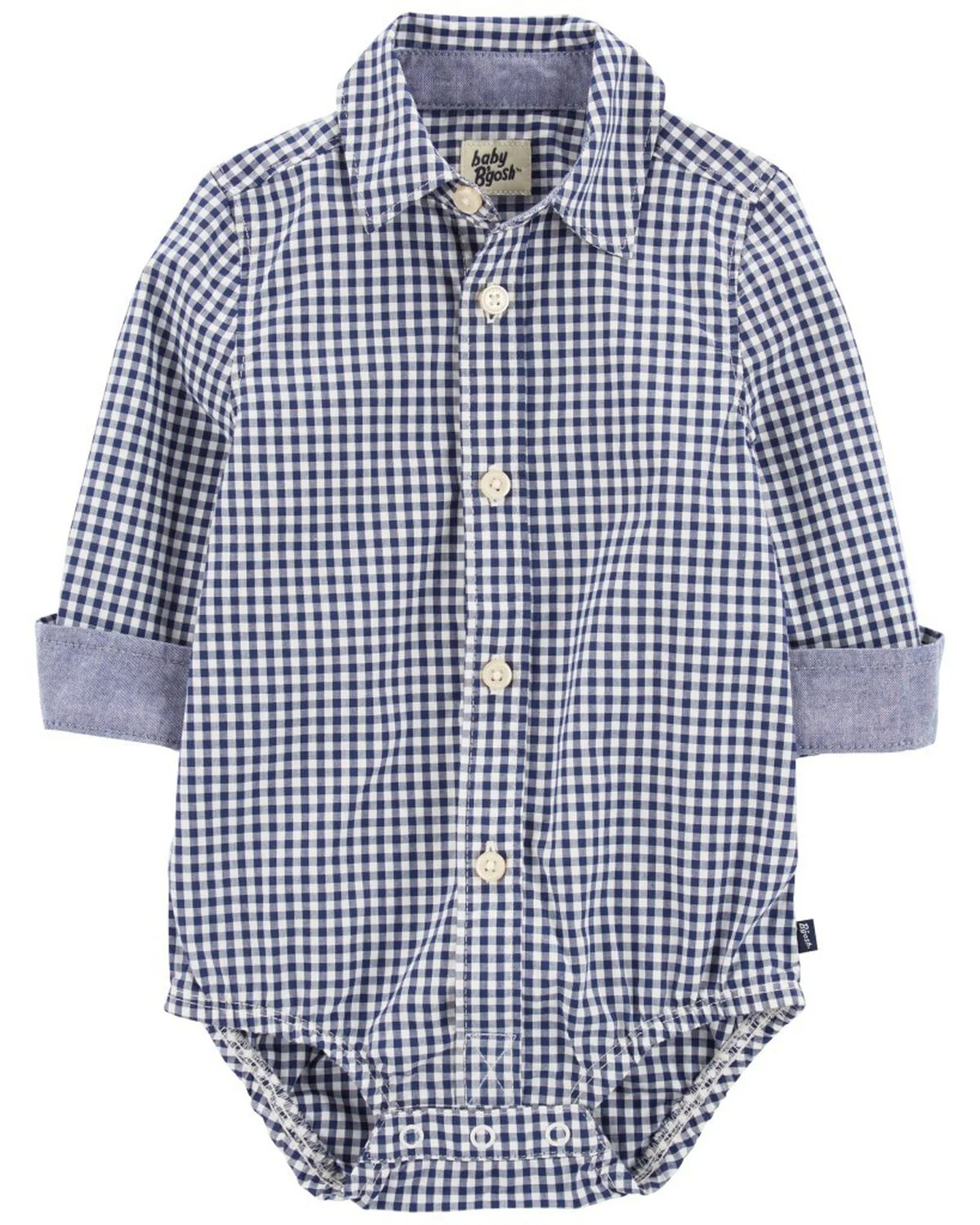 Baby Boy Gingham Print Button-Front Bodysuit 1 Baby Boy Gingham Print Button-Front Bodysuit