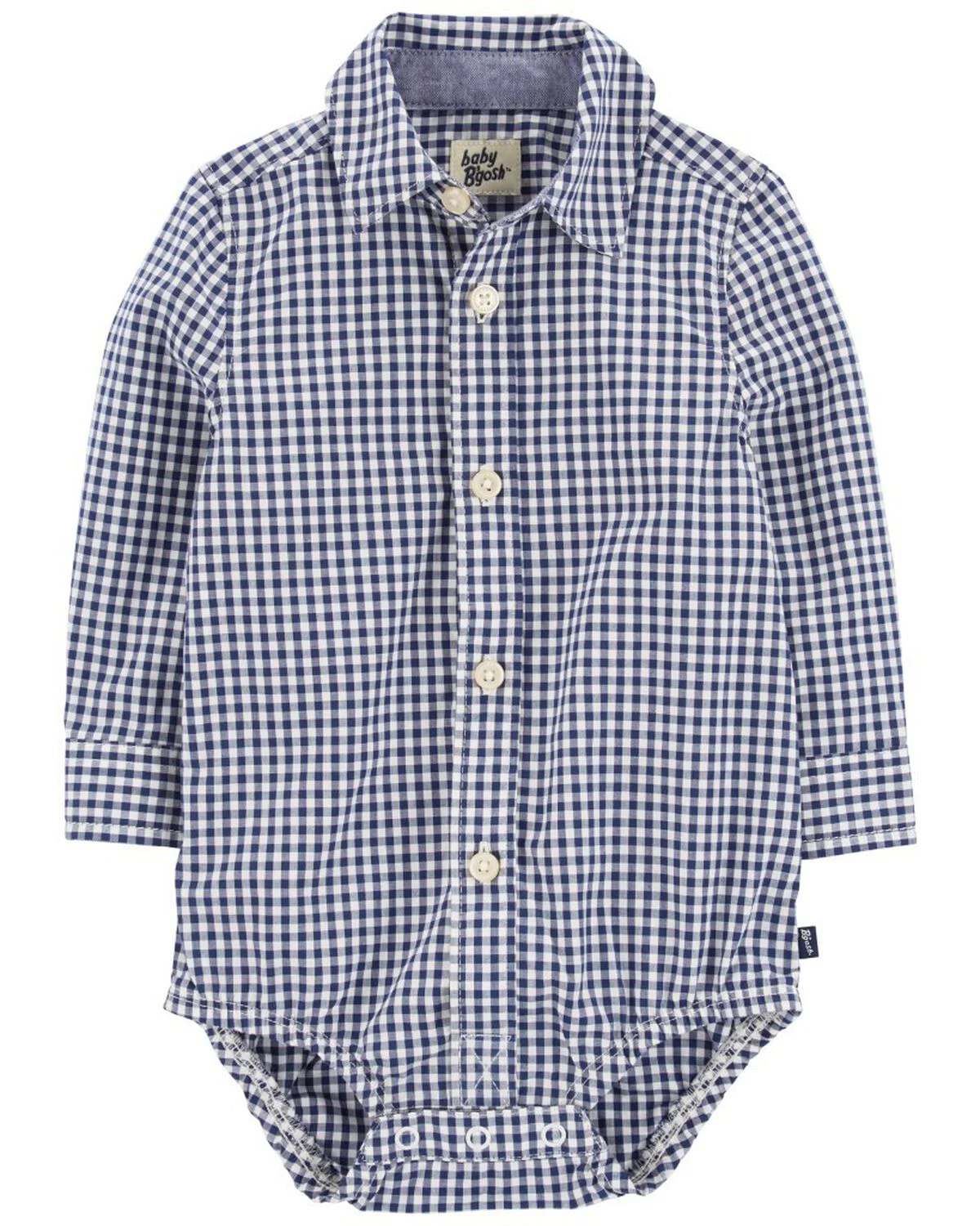 Baby Boy Gingham Print Button-Front Bodysuit 2 Baby Boy Gingham Print Button-Front Bodysuit