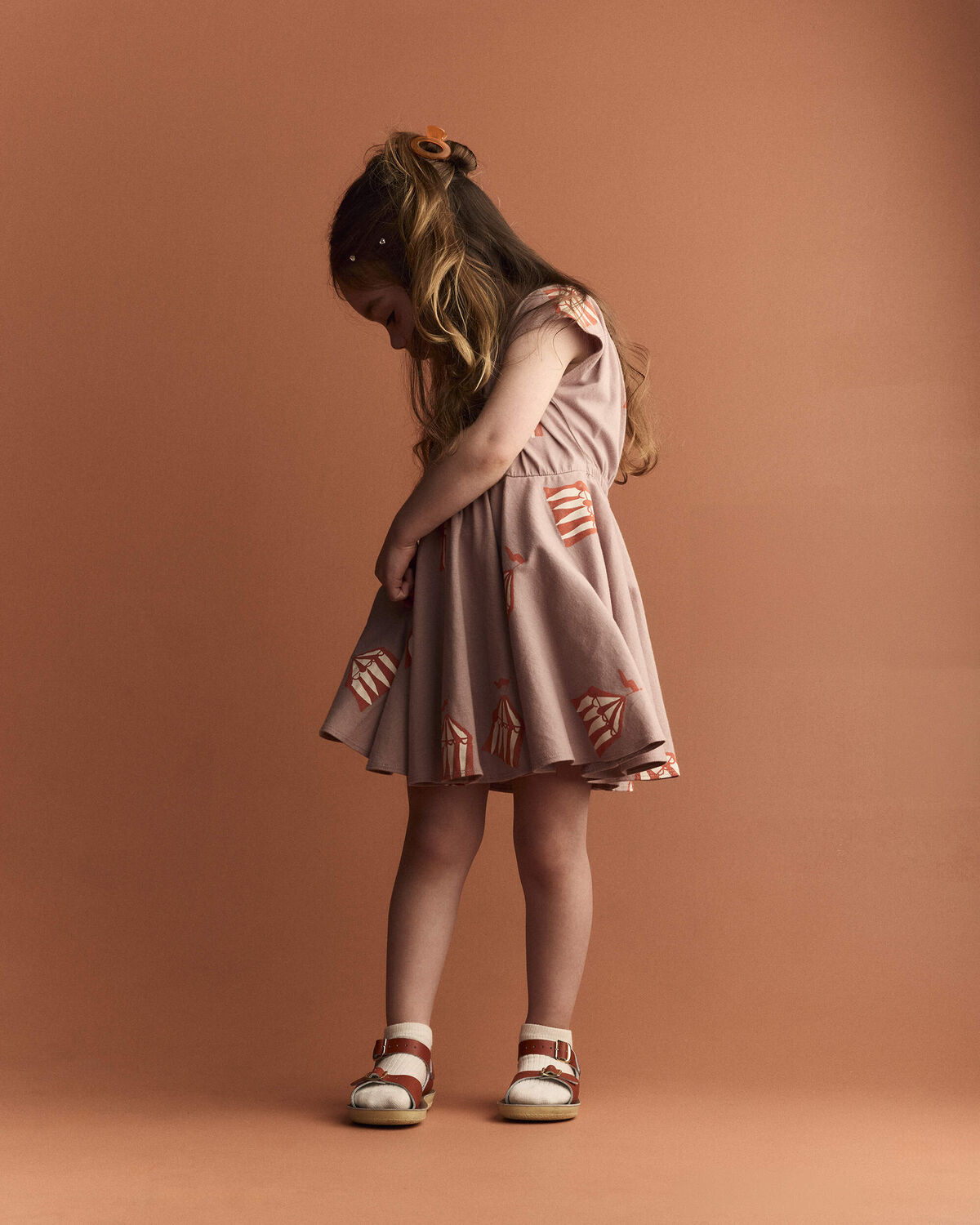 Toddler Girl Avenue Twirl™ Dress in Big Top Print - Mauve 5 Toddler Girl Avenue Twirl™ Dress in Big Top Print - Mauve