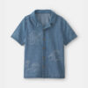 Boys Tropical Denim Short-Sleeve Button-Down Shirt - Medium Wash