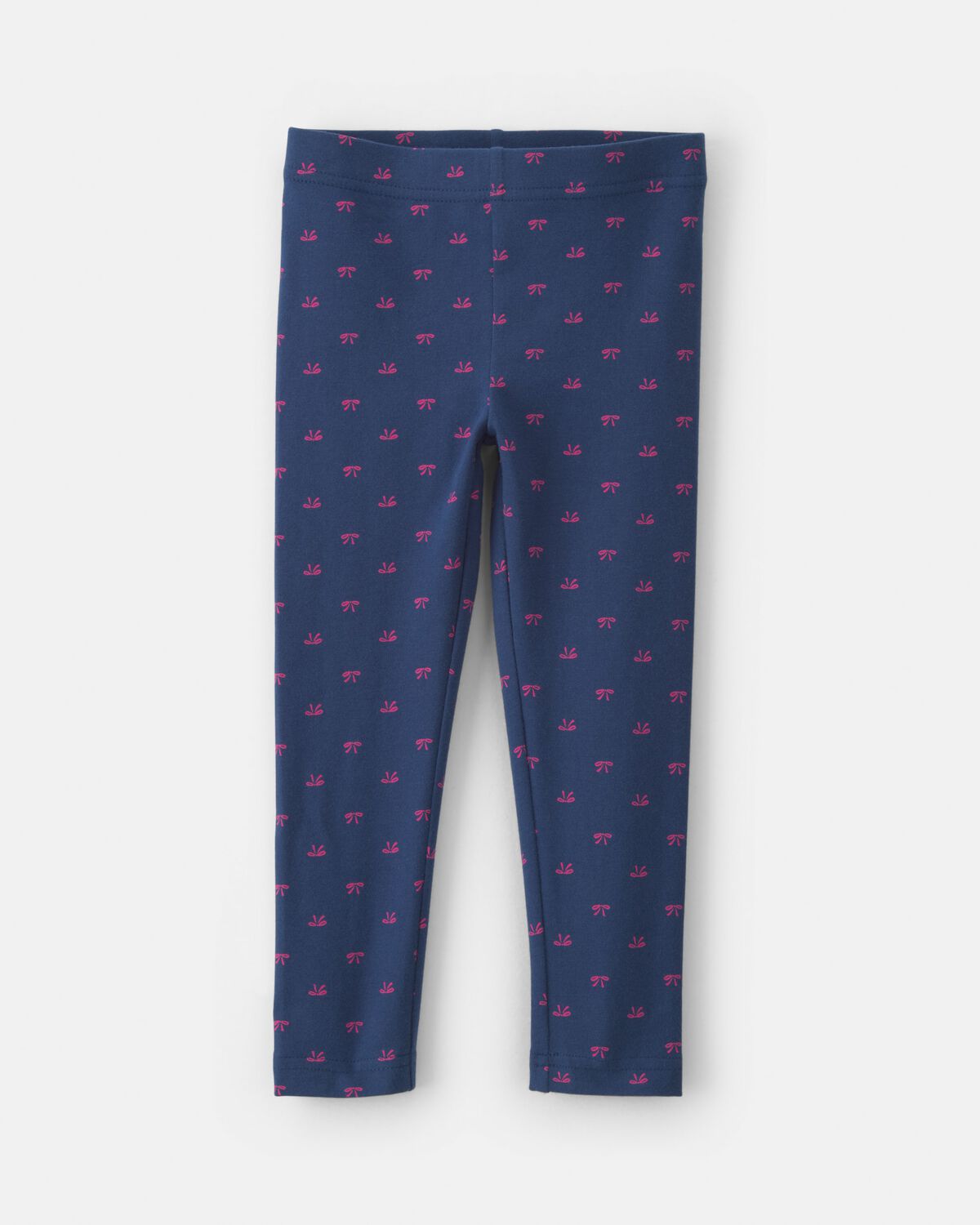 Toddler Girl Bow Cotton Pull-On Stretch Leggings - Navy Blue 1 Toddler Girl Bow Cotton Pull-On Stretch Leggings - Navy Blue