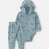 Baby Boy 2-Piece Dog Thermal Long-Sleeve Bodysuit & Pant Set - Blue