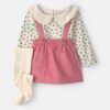 Baby Girl 3-Piece Floral Corduroy Long-Sleeve Dress Set - Pink/Cream