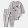Baby Boy 2-Piece Varsity Long-Sleeve Bodysuit & Pant Set - Grey