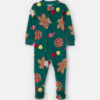 Toddler 1-Piece Christmas Gingerbread DreamPlush Snug Fit Footed Pajama - Green