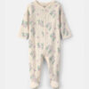 Baby Girl Floral Cotton Sleep & Play Pajamas - Ivory