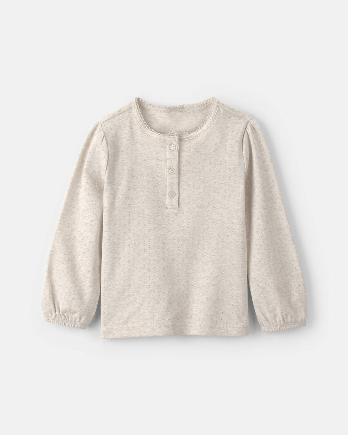 Toddler Girl Long-Sleeve Henley T-Shirt - Cream 1 Toddler Girl Long-Sleeve Henley T-Shirt - Cream