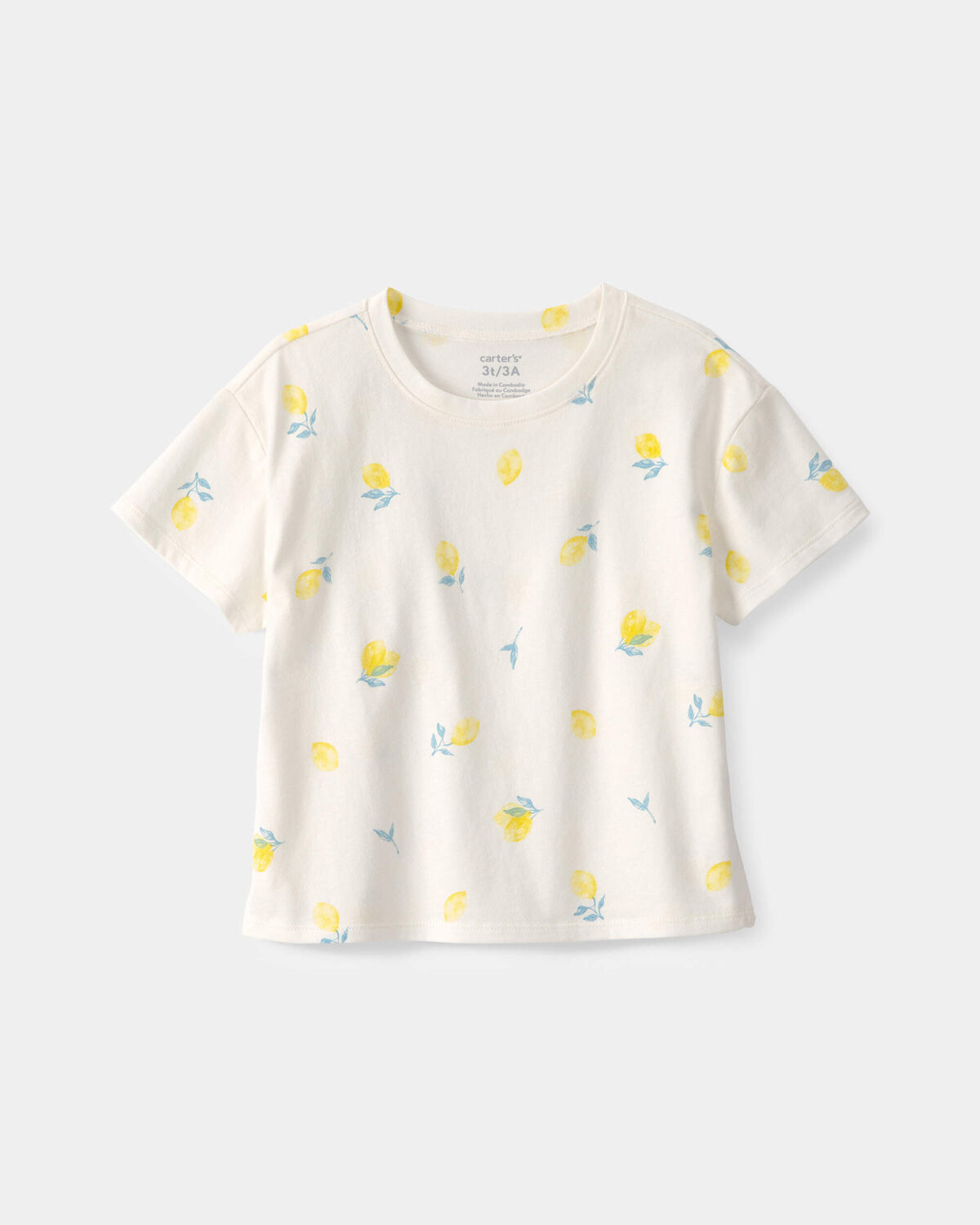 Toddler Girl Lemon Relaxed Top - Cream 1 Toddler Girl Lemon Relaxed Top - Cream