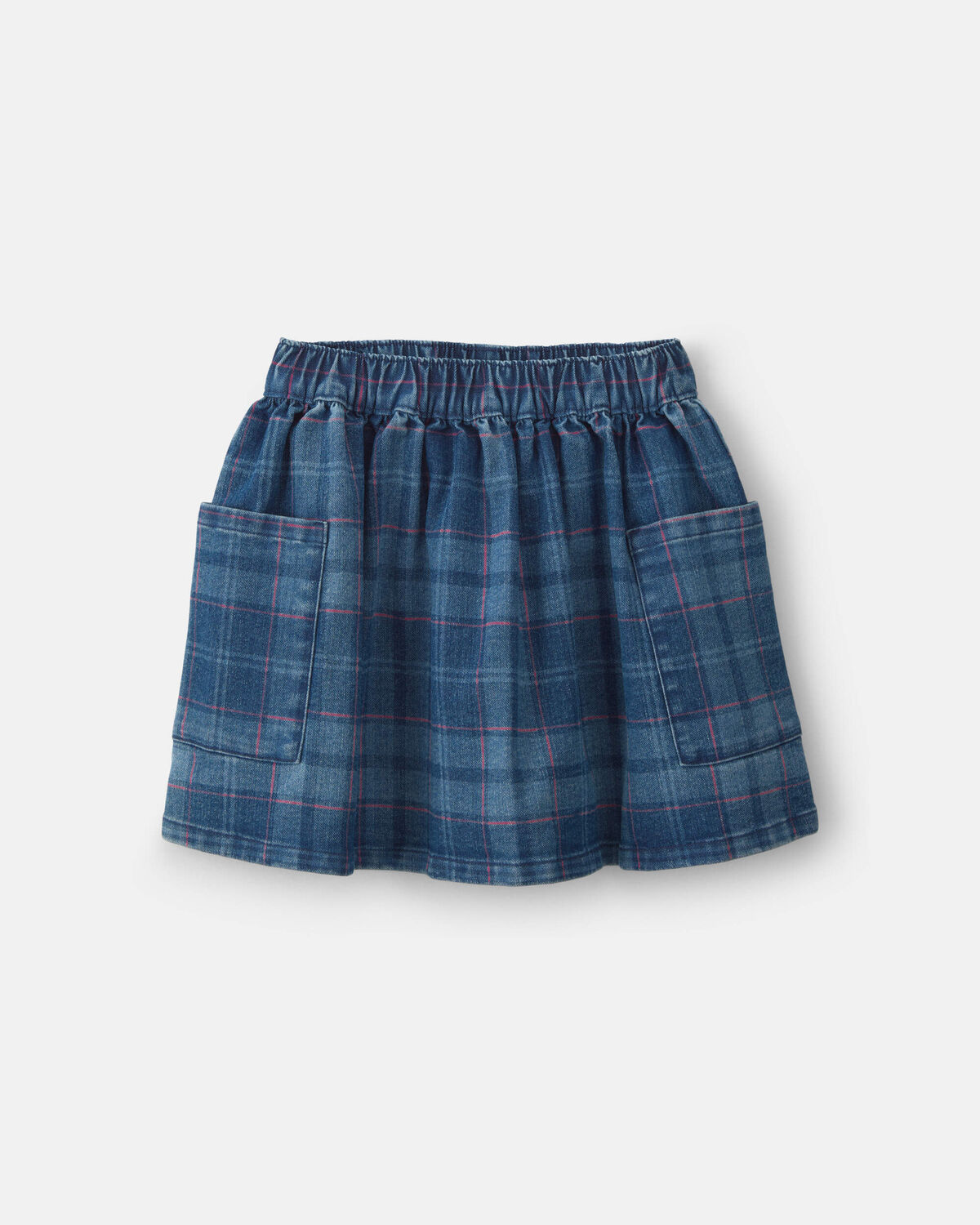 Girls Plaid Denim Skirt - Dark Wash 1 Girls Plaid Denim Skirt - Dark Wash