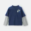 Boys 'Club Sports' Color Block Mesh Long-Sleeve Jersey - Navy Blue/Grey
