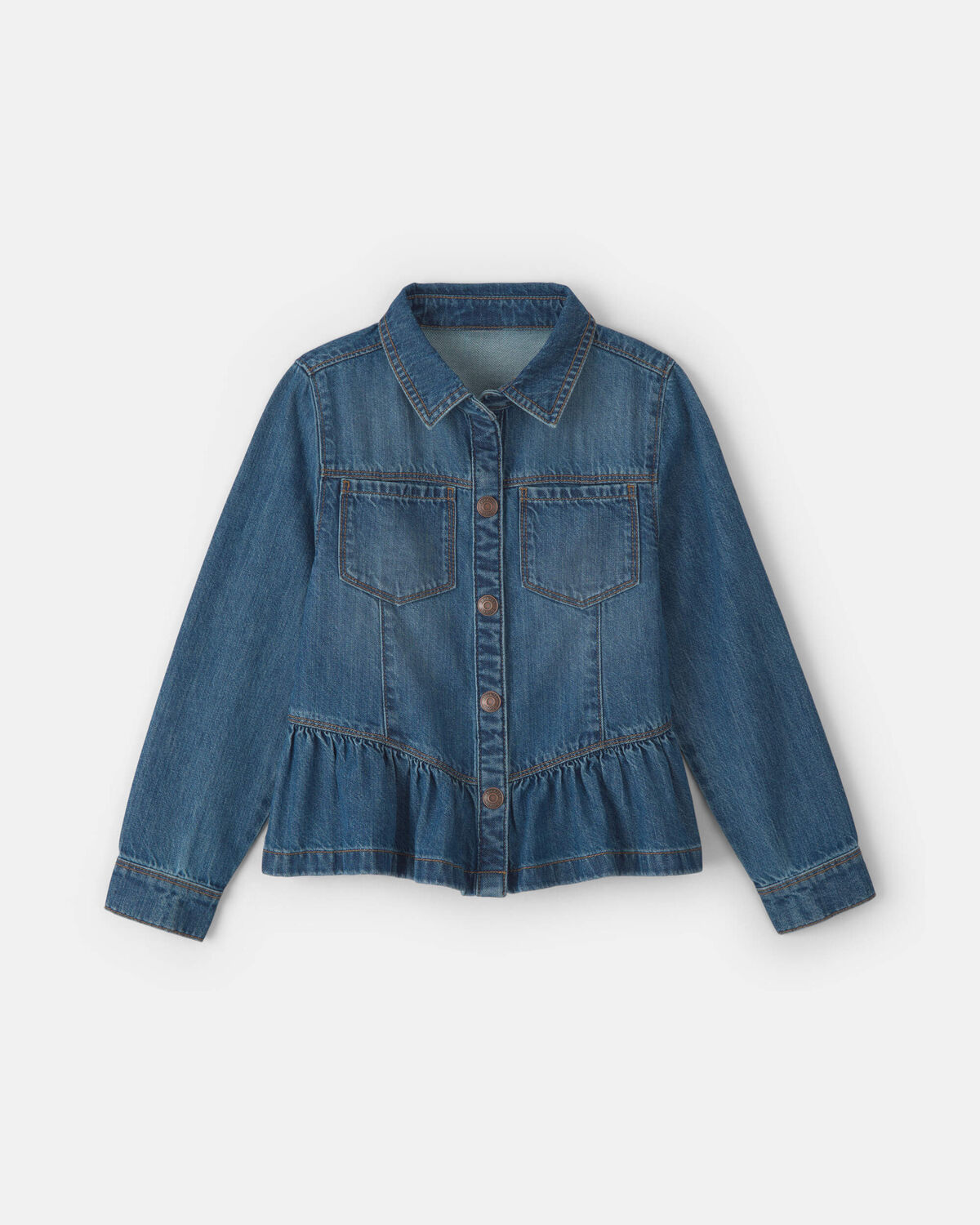 Girls Denim Long-Sleeve Top - Medium Wash 1 Girls Denim Long-Sleeve Top - Medium Wash