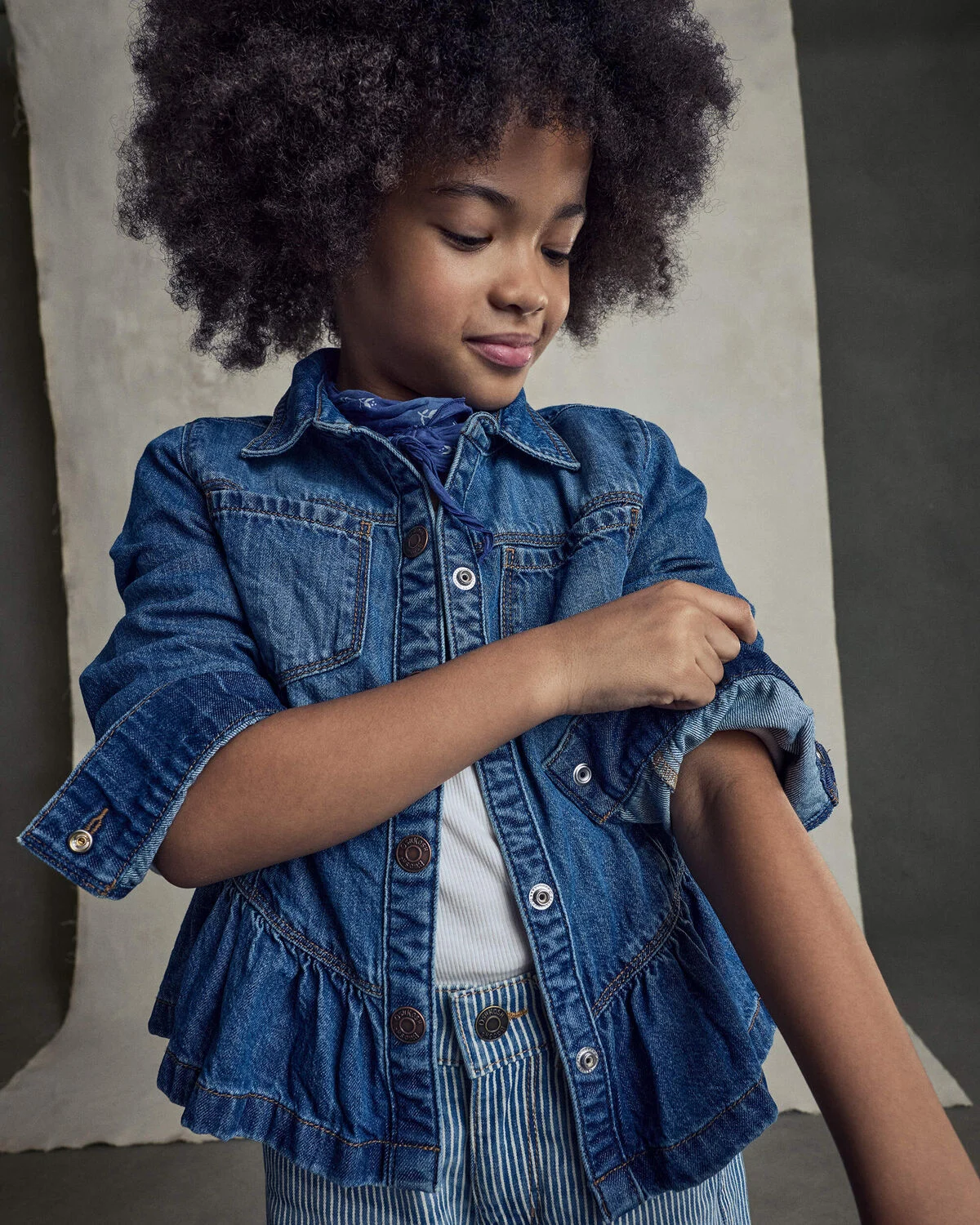 Girls Denim Long-Sleeve Top - Medium Wash 3 Girls Denim Long-Sleeve Top - Medium Wash