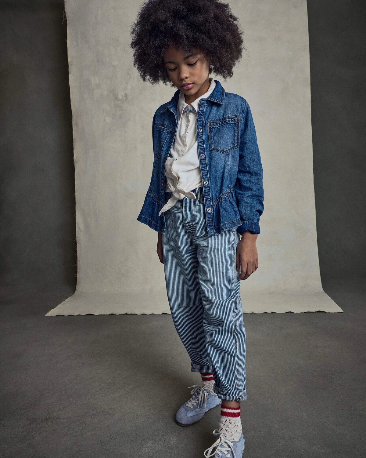 Girls Denim Long-Sleeve Top - Medium Wash 6 Girls Denim Long-Sleeve Top - Medium Wash