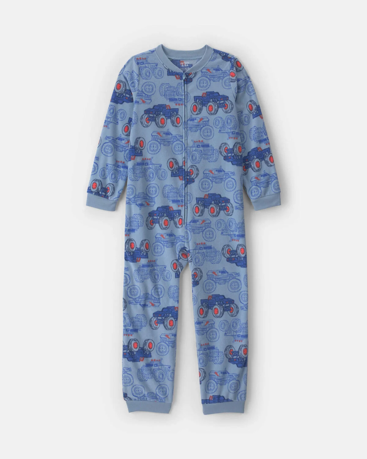 Boys 1-Piece Monster Truck Fleece Loose Fit Pajama - Blue 1 Boys 1-Piece Monster Truck Fleece Loose Fit Pajama - Blue