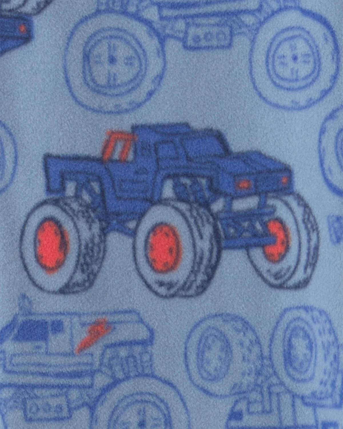 Boys 1-Piece Monster Truck Fleece Loose Fit Pajama - Blue 3 Boys 1-Piece Monster Truck Fleece Loose Fit Pajama - Blue