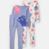 Girls 4-Piece Monster 100% Cotton Snug Fit Pajama Set - Blue/Cream 6 Girls 4-Piece Monster 100% Cotton Snug Fit Pajama Set - Blue/Cream