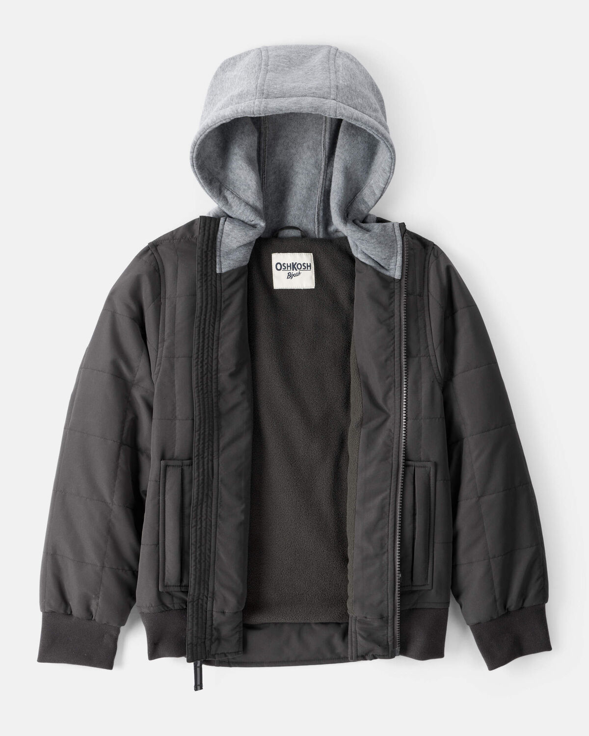 Boys Midweight Bomber Jacket - Black/Grey 2 Boys Midweight Bomber Jacket - Black/Grey