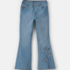 Girls Floral Denim Flare Jeans - Light Wash