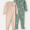 Baby 2-Pack Frog 100% Cotton Snug Fit 1-Piece Pajama - Green/Tan 6 Baby 2-Pack Frog 100% Cotton Snug Fit 1-Piece Pajama - Green/Tan