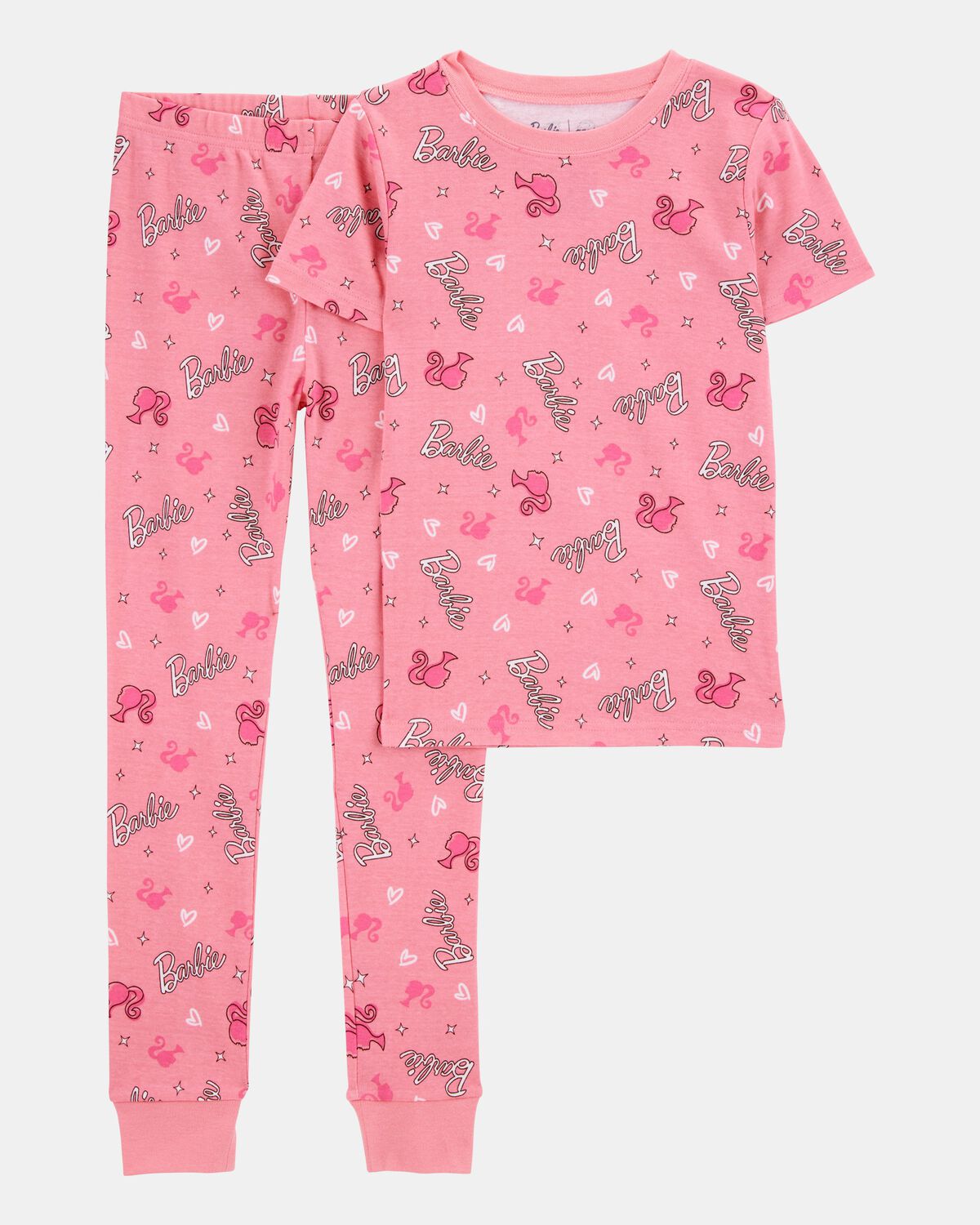 Girls Barbie Snug Fit Cotton 2-Piece Pajamas - Pink 1 Girls Barbie Snug Fit Cotton 2-Piece Pajamas - Pink