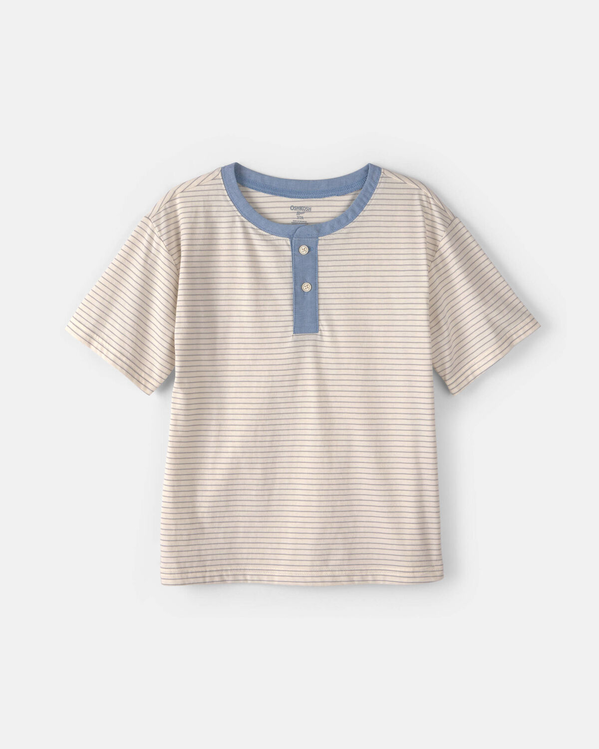 Boys Stripe Henley Tee - Cream 1 Boys Stripe Henley Tee - Cream