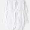 Baby 4-Pack Long-Sleeve Bodysuits - White