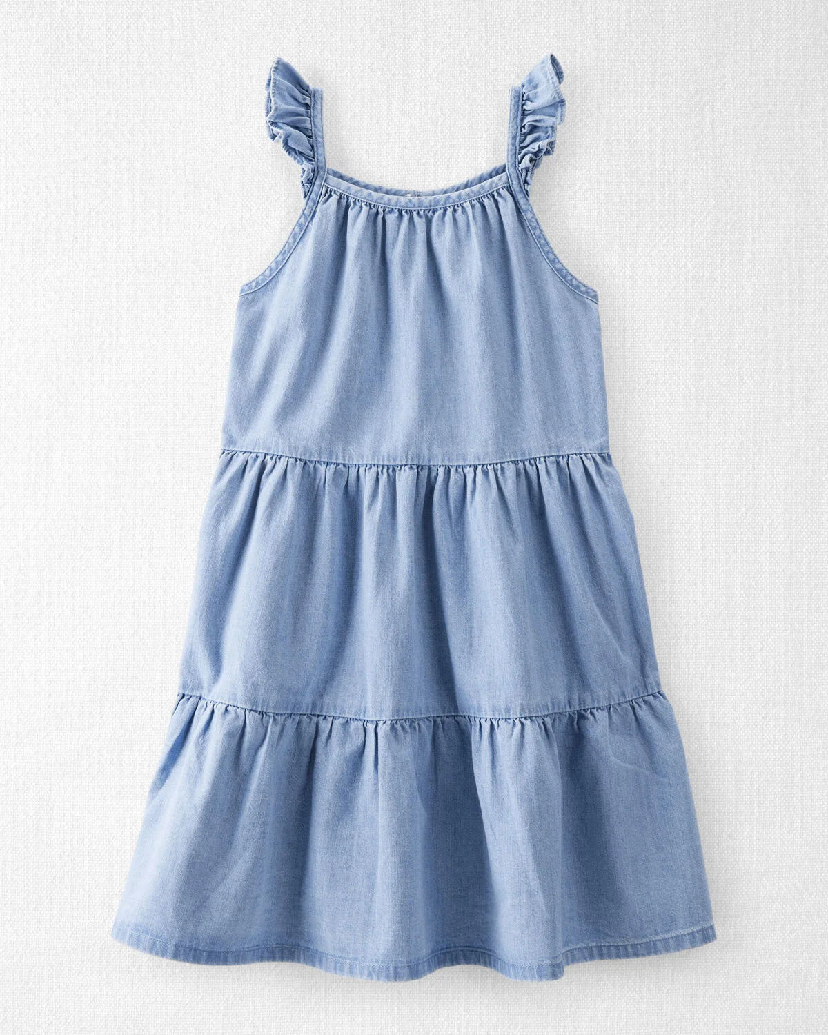 Girls Organic Cotton Chambray Dress 1 Girls Organic Cotton Chambray Dress