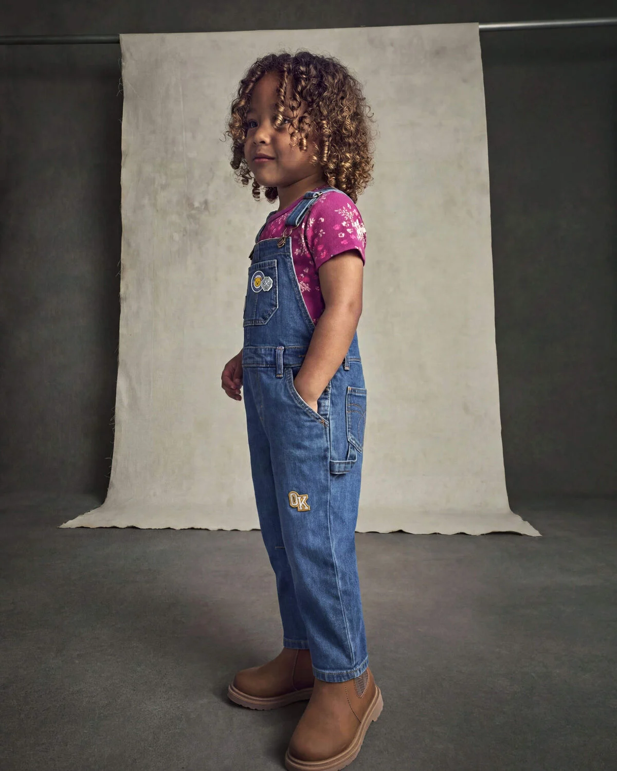 Toddler Girl Denim Overalls - Medium Wash
