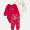 Baby Boy 3-Piece Gingerbread Long-Sleeve Bodysuit & Pant Set - Red/Cream