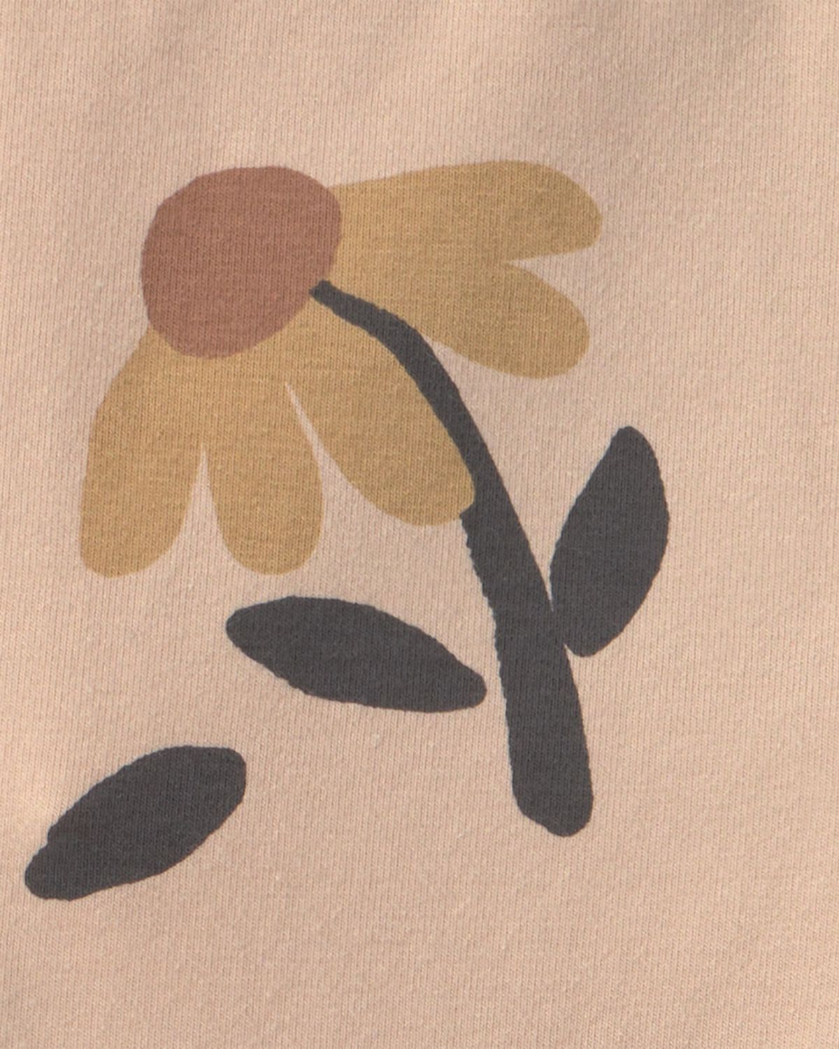 Toddler Girl Floral Cotton Pull-On Stretch Flare Leggings - Tan 3 Toddler Girl Floral Cotton Pull-On Stretch Flare Leggings - Tan