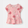 Baby Girl Apple Relaxed Peplum Top - Pink