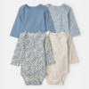 Baby Girl 4-Pack Blueberry Floral Long-Sleeve Bodysuits - Blue