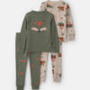 Baby Boy 4-Piece Fox 100% Cotton Snug Fit Pajama Set - Green/Cream