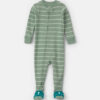 Baby Boy 1-Piece Dino Striped 2-Way Zip 100% Cotton Snug Fit Footed Pajama - Green