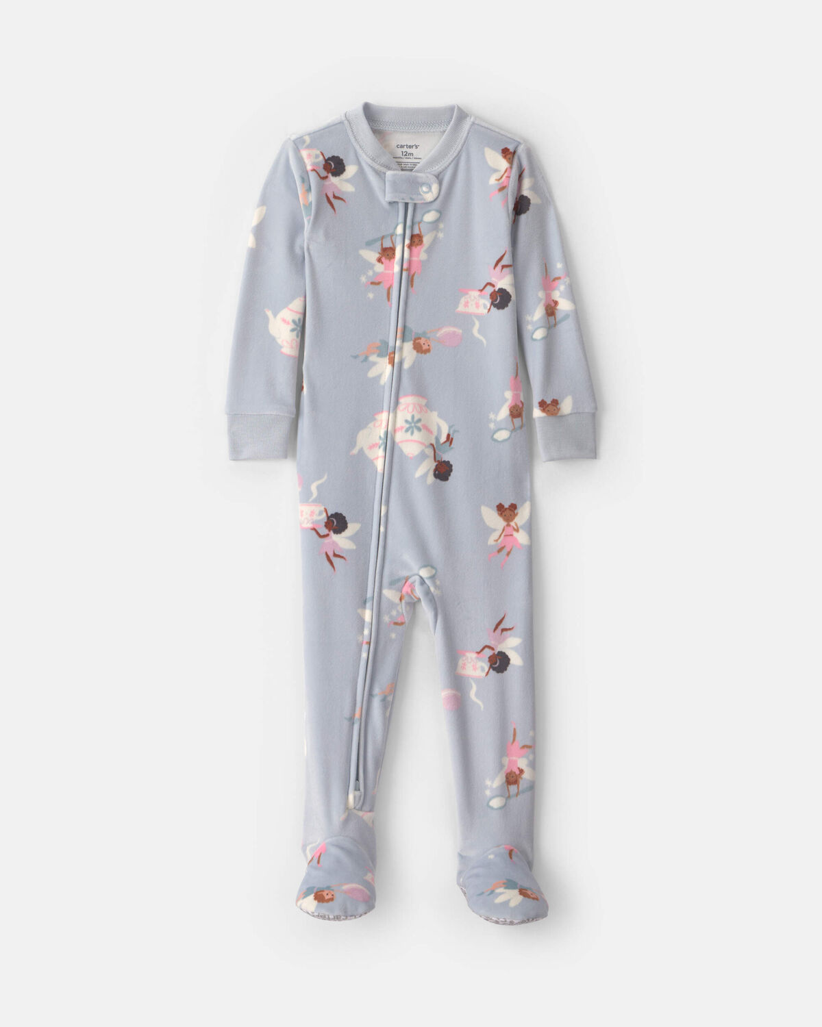 Baby Girl 1-Piece Fairies 2-Way Zip DreamPlush Snug Fit Footed Pajama - Blue 1 Baby Girl 1-Piece Fairies 2-Way Zip DreamPlush Snug Fit Footed Pajama - Blue