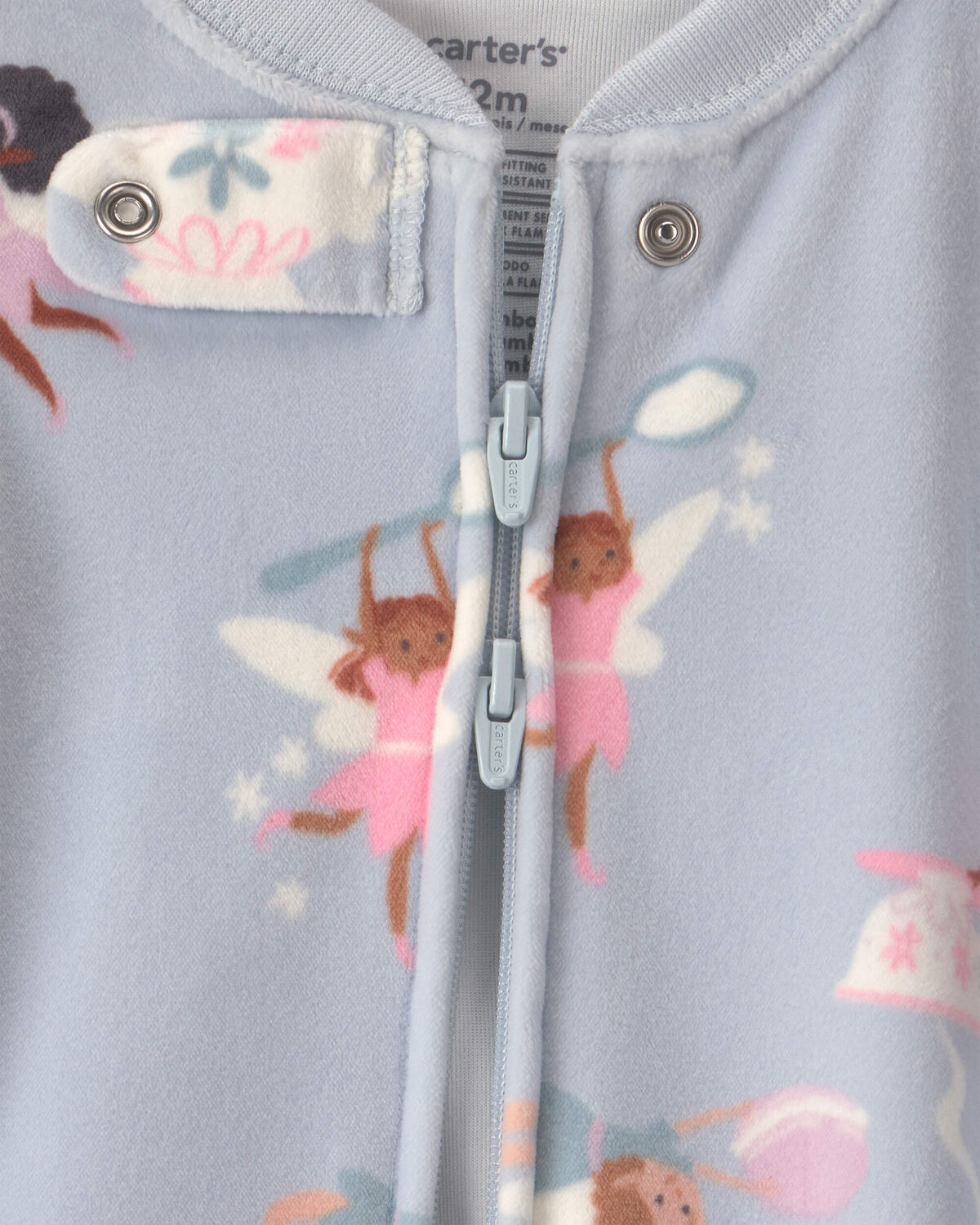 Baby Girl 1-Piece Fairies 2-Way Zip DreamPlush Snug Fit Footed Pajama - Blue 3 Baby Girl 1-Piece Fairies 2-Way Zip DreamPlush Snug Fit Footed Pajama - Blue
