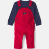 Baby Boy 2-Piece Thermal Top & Corduroy Overall Set - Red/Blue