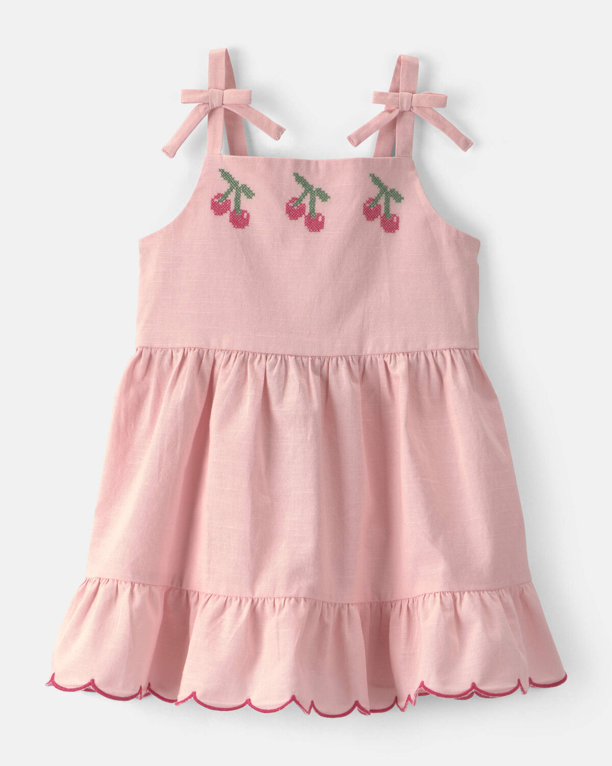 Toddler Girl Cherry Sleeveless Dress - Pink 1 Toddler Girl Cherry Sleeveless Dress - Pink