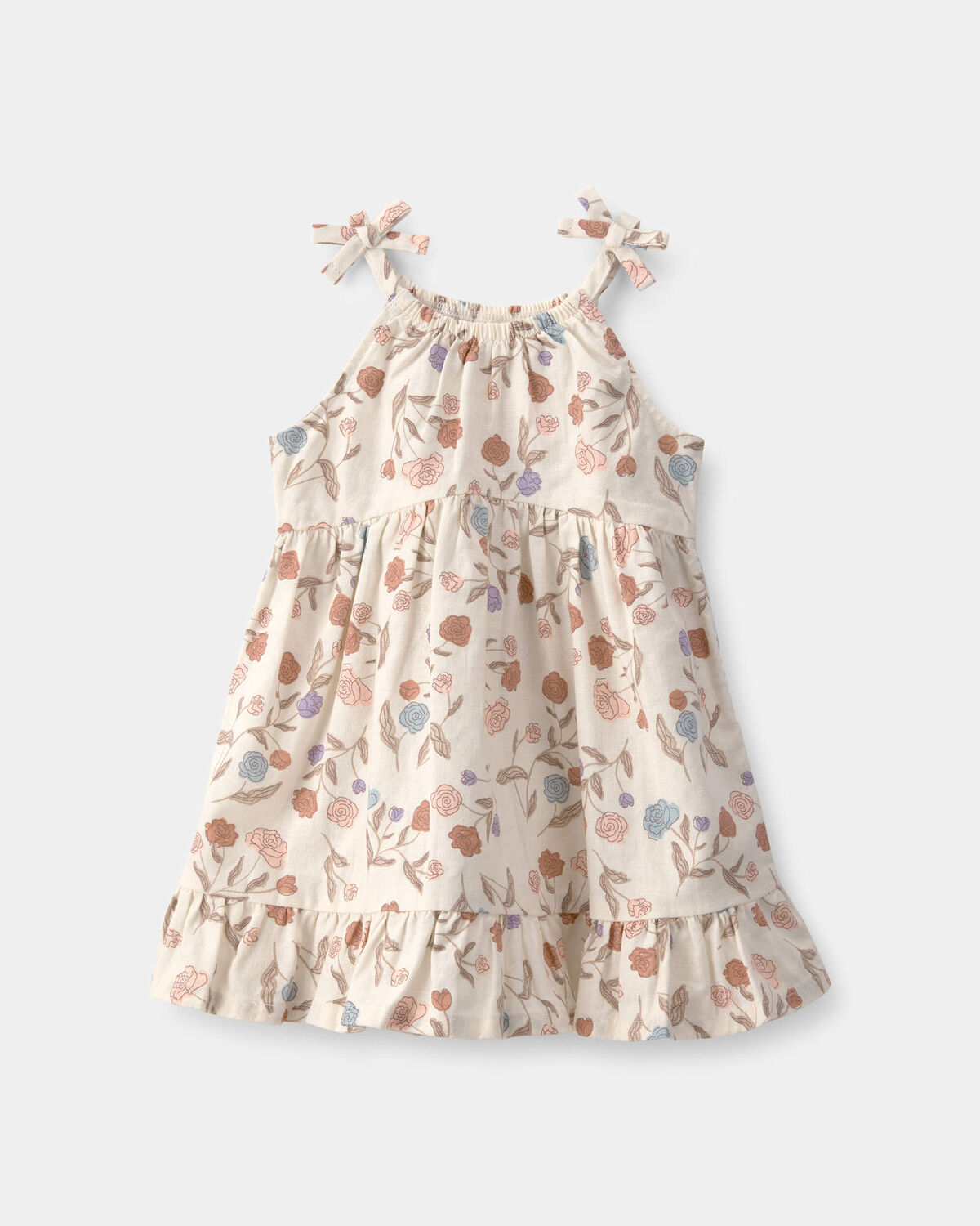 Baby Girl Floral Sleeveless Dress - Cream 1 Baby Girl Floral Sleeveless Dress - Cream