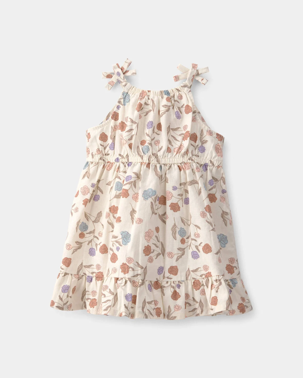 Baby Girl Floral Sleeveless Dress - Cream 2 Baby Girl Floral Sleeveless Dress - Cream