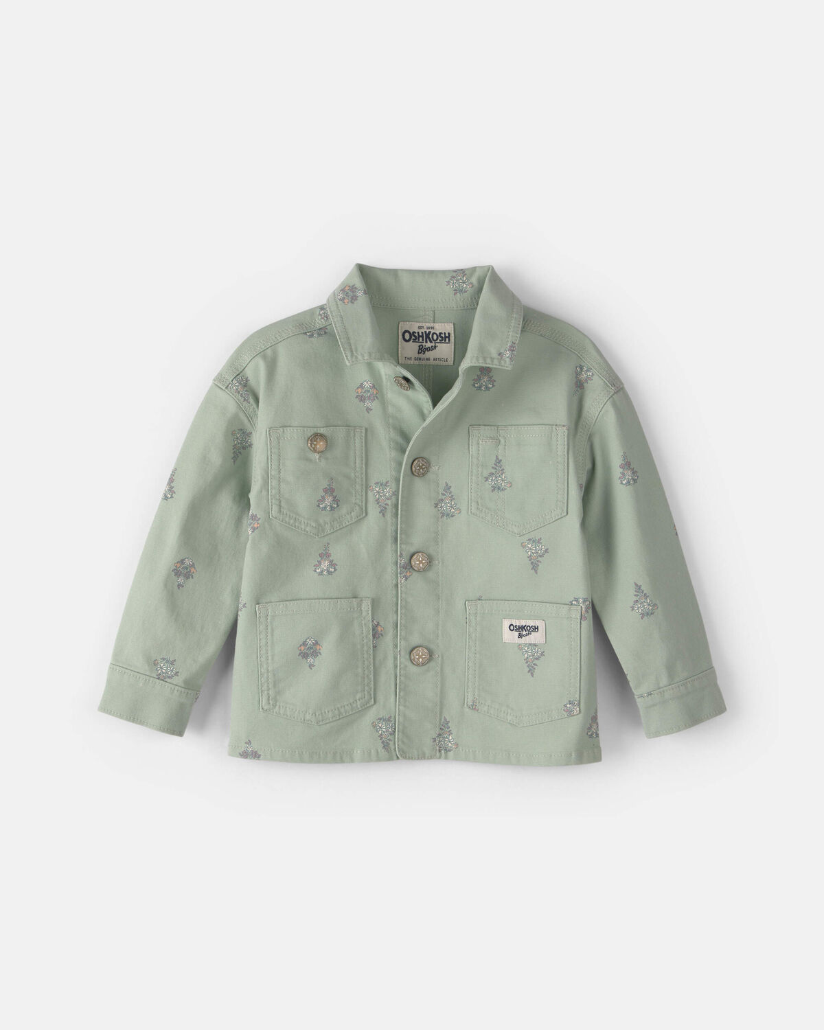 Toddler Girl Floral Canvas Jacket - Green
