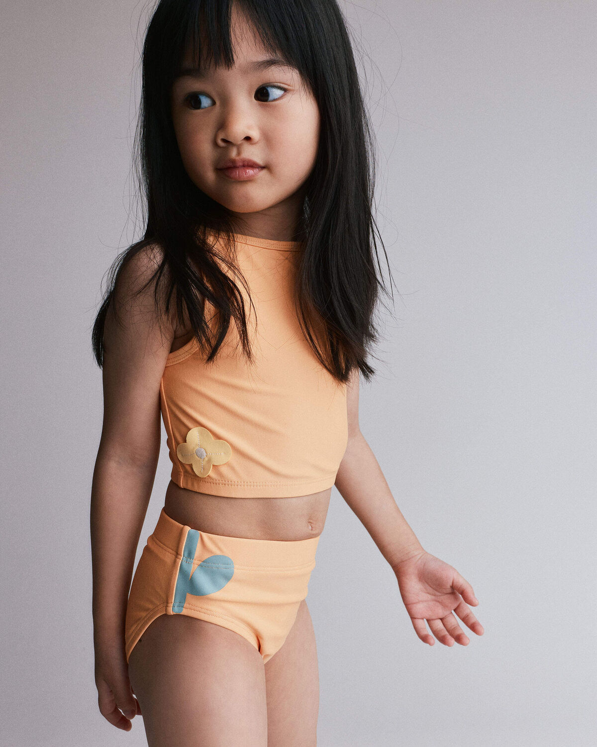 Toddler Girl Floral Tankini Set - Orange 1 Toddler Girl Floral Tankini Set - Orange