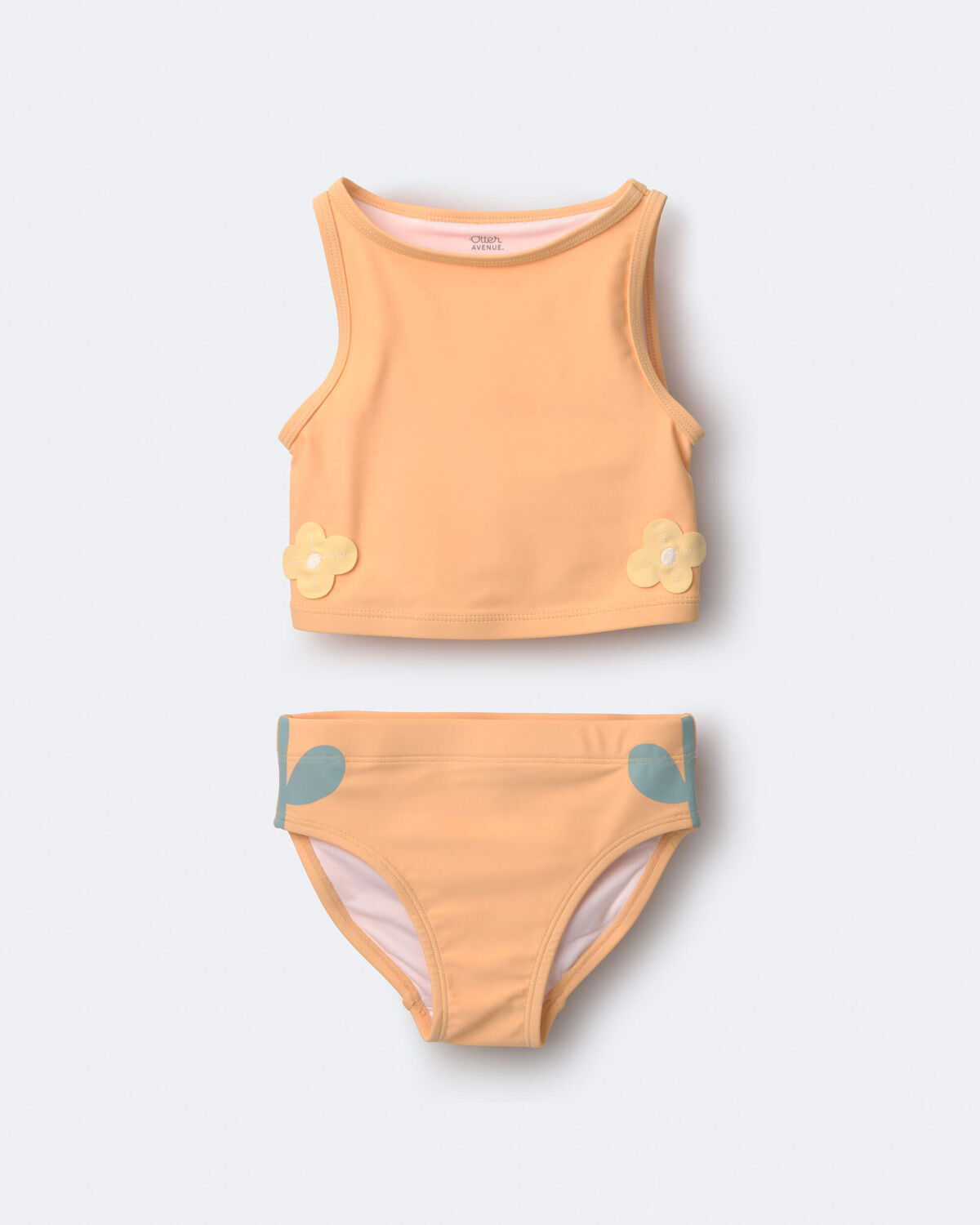 Toddler Girl Floral Tankini Set - Orange 2 Toddler Girl Floral Tankini Set - Orange