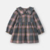 Toddler Girl Plaid Peter Pan Collar Long-Sleeve Dress - Grey/Pink