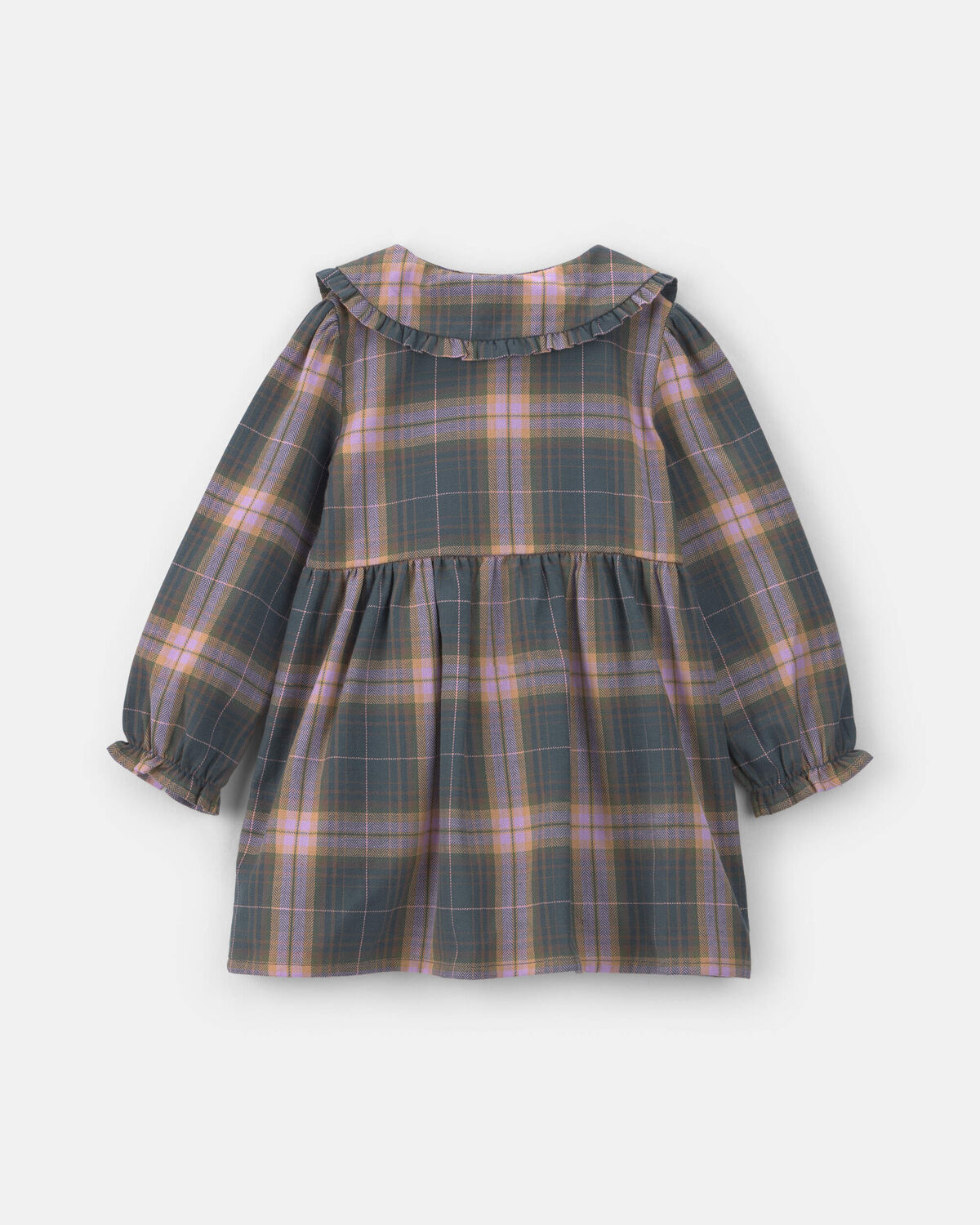 Toddler Girl Plaid Peter Pan Collar Long-Sleeve Dress - Grey/Pink 2 Toddler Girl Plaid Peter Pan Collar Long-Sleeve Dress - Grey/Pink