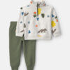 Toddler Boy 2-Piece Fox Fleece Pullover & Pant Set - Grey/Green 6 Toddler Boy 2-Piece Fox Fleece Pullover & Pant Set - Grey/Green