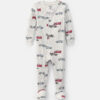 Toddler Boy Race Car Thermal Waffle Knit 1-Piece Pajama - Cream 8 Toddler Boy Race Car Thermal Waffle Knit 1-Piece Pajama - Cream