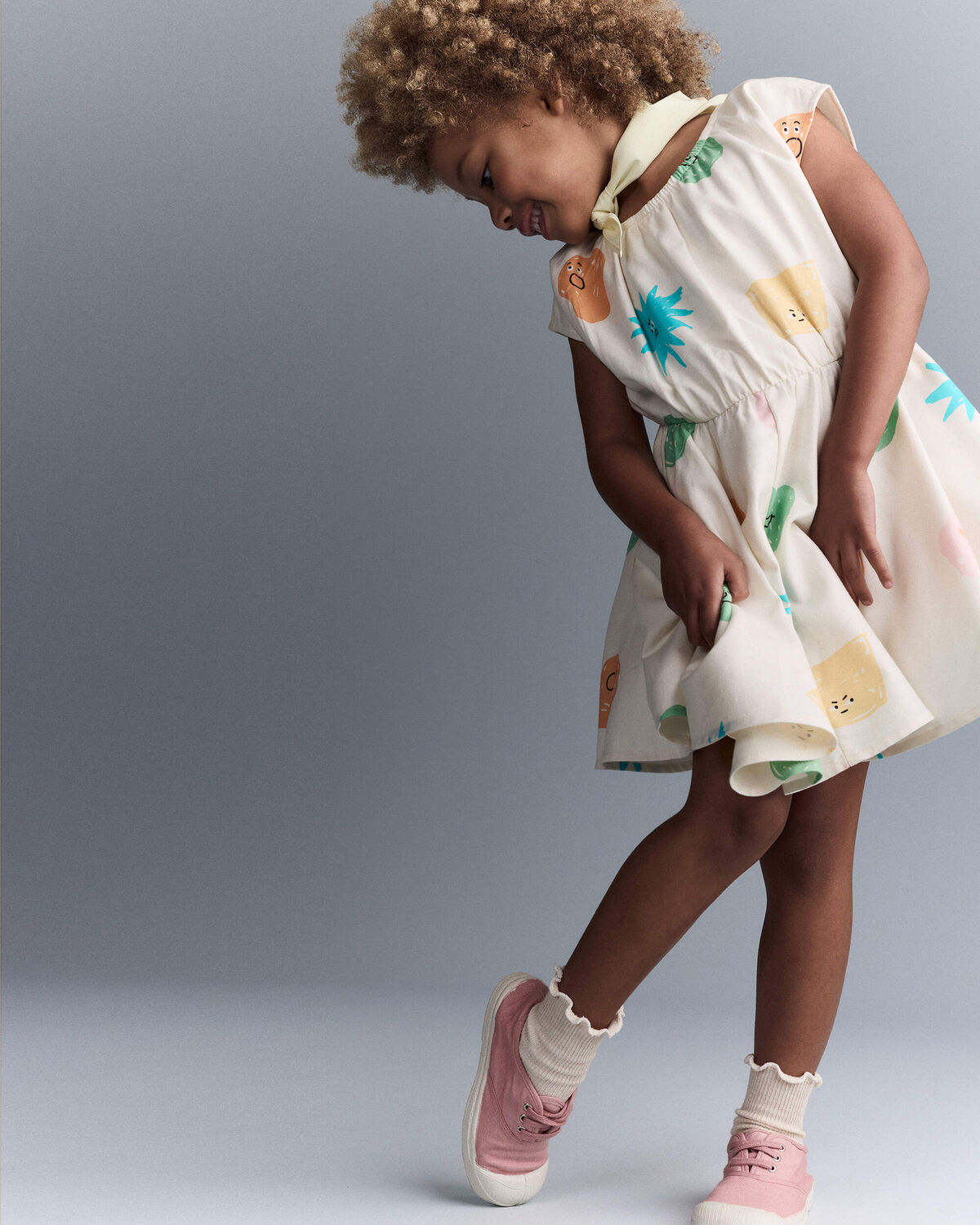 Toddler Girl Avenue Twirl™ Dress in Character Print - Cream 1 Toddler Girl Avenue Twirl™ Dress in Character Print - Cream