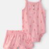 Baby Girl 2-Piece Floral Sleeveless Bodysuit & Short Set - Pink